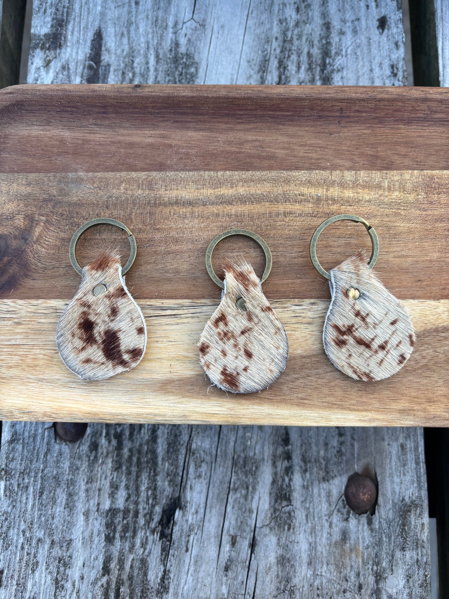 Round Cowhide Keychain
