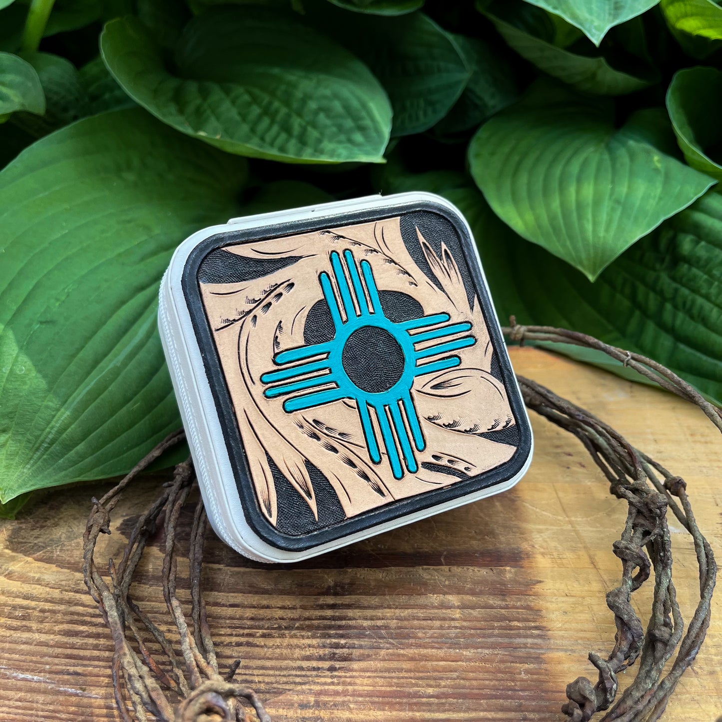 White and Turquoise Travel Jewelry Box
