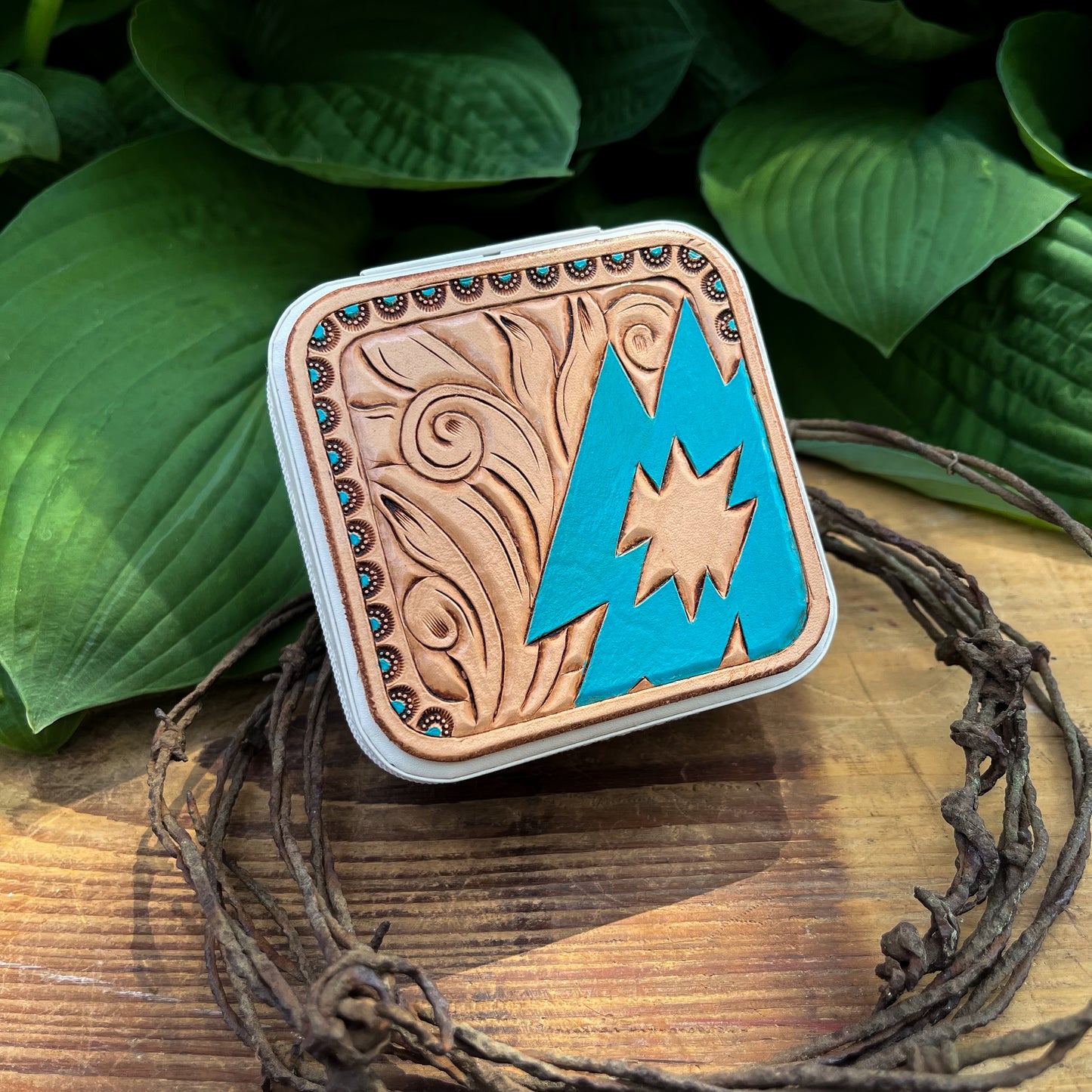 Turquoise Aztec Travel Jewelry Box