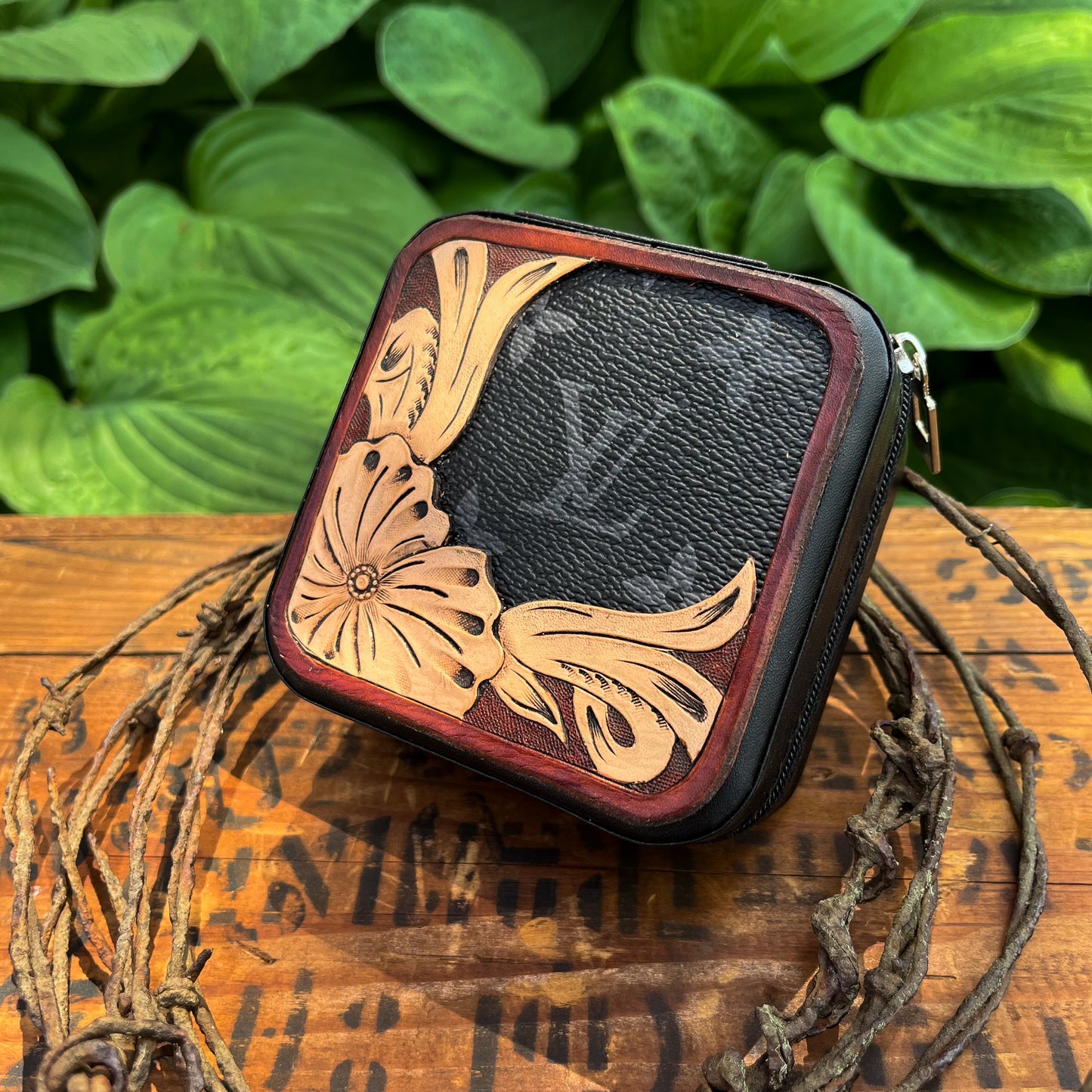 Maroon Floral Travel Jewelry Box