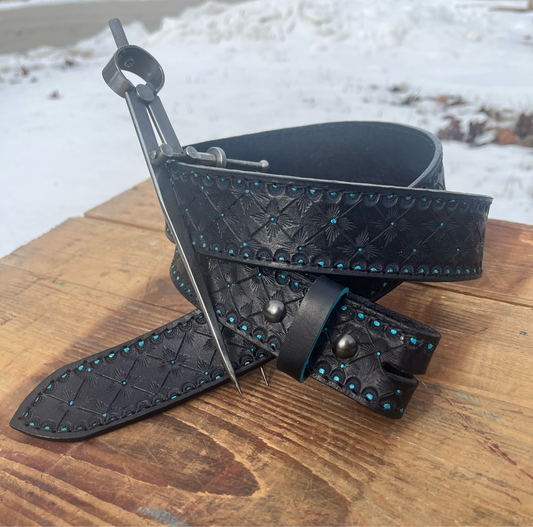 Midnight Turquoise Stamped Belt