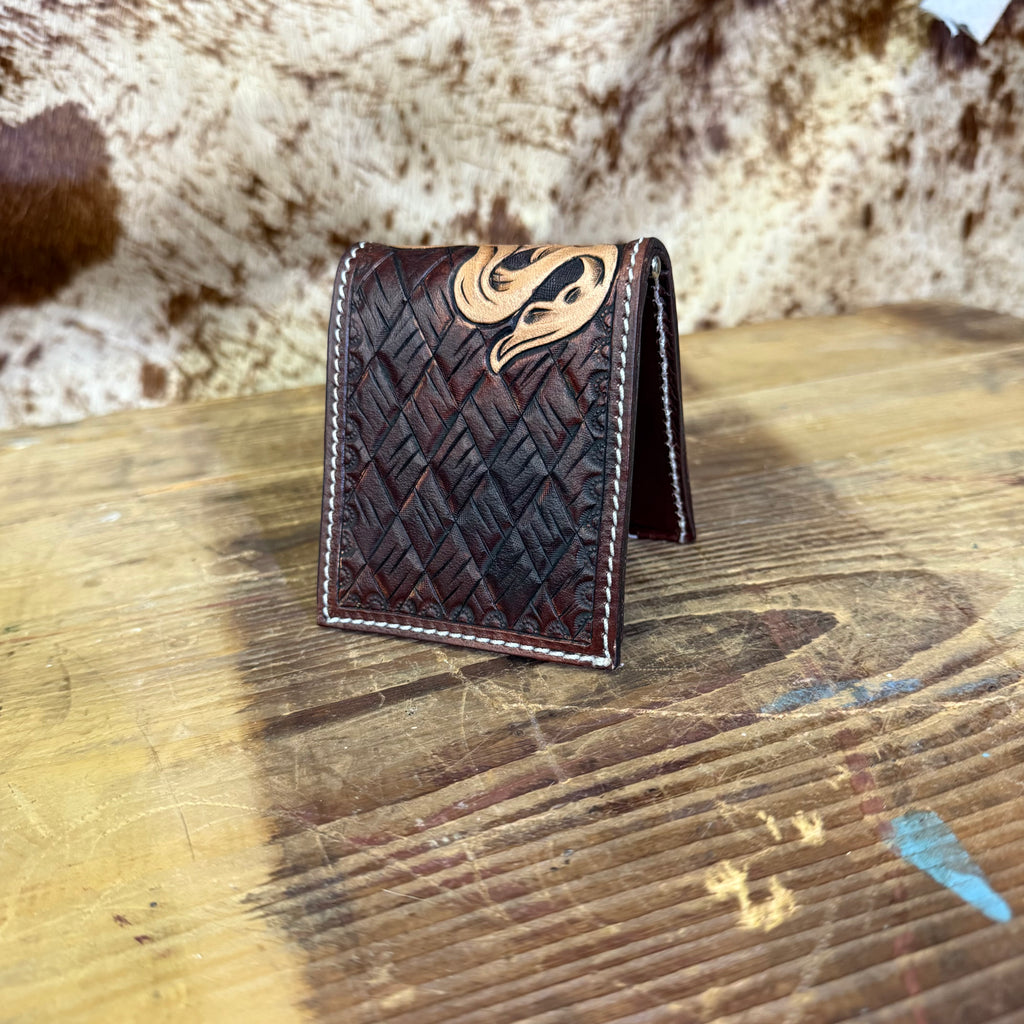 Floral Tooled Money Clip Wallet