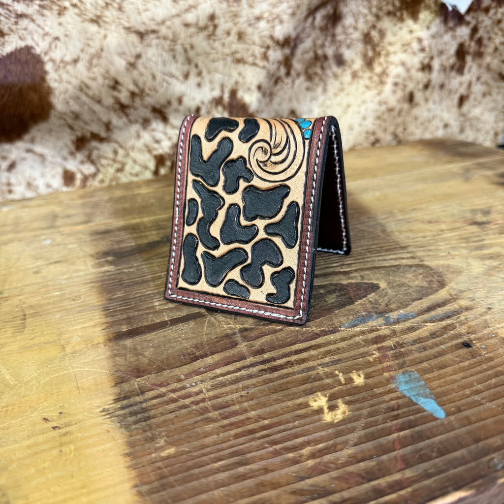 Floral Tooled Money Clip Wallet