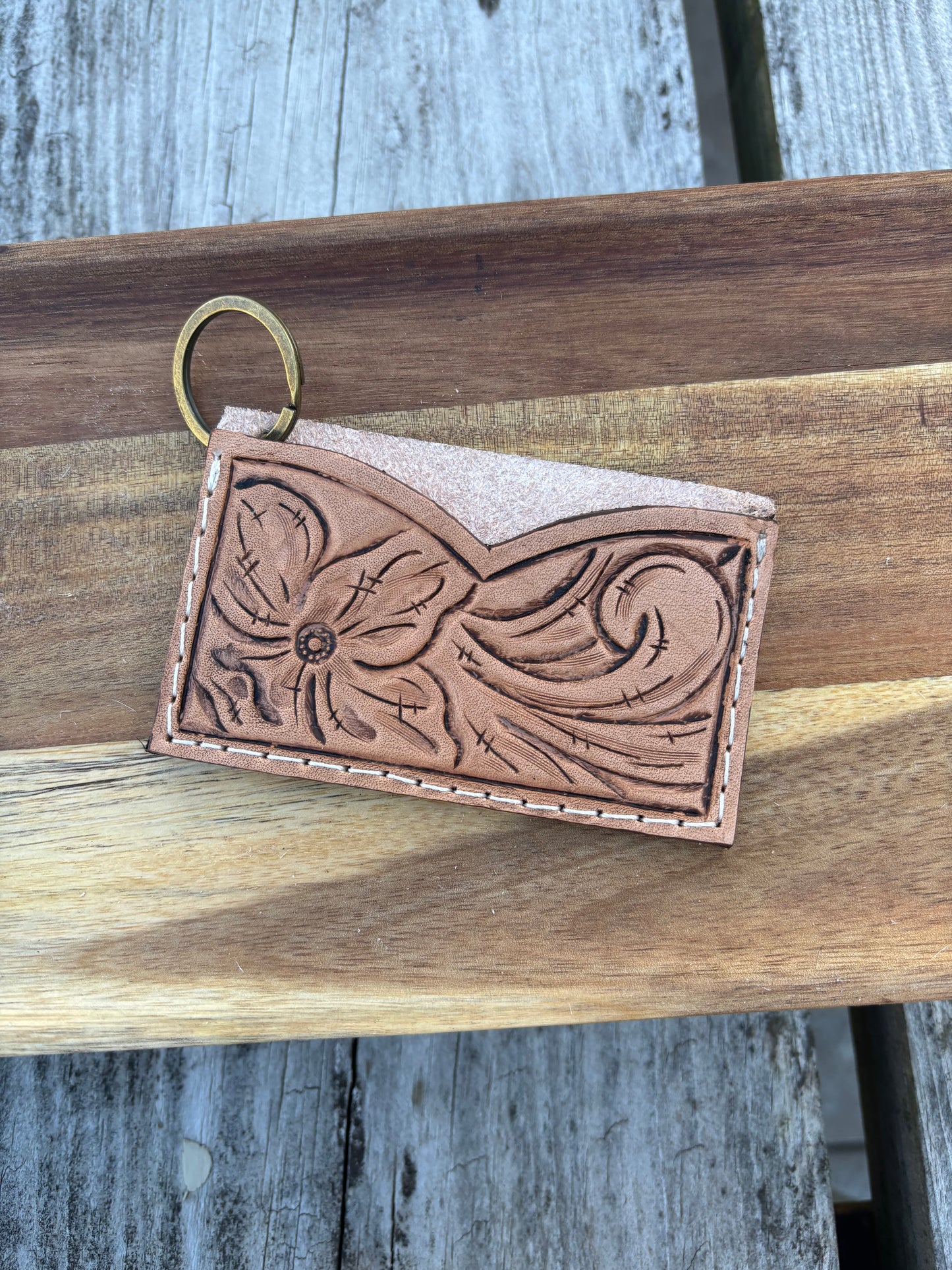 Natural Floral Keychain Card Holder