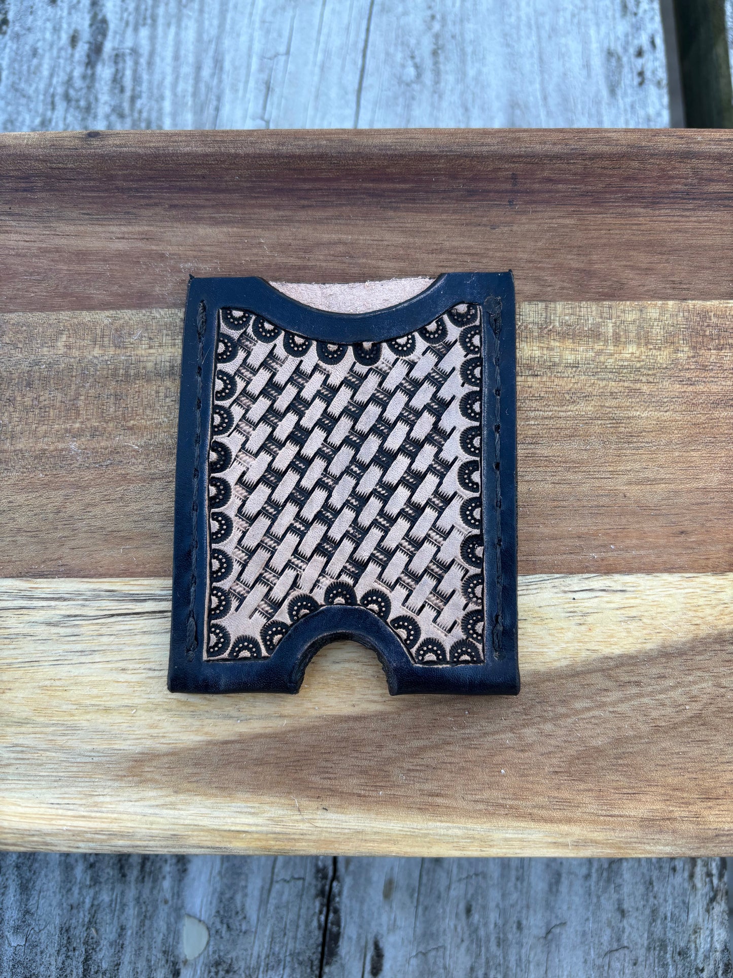 Black Basket Weave Card Holder