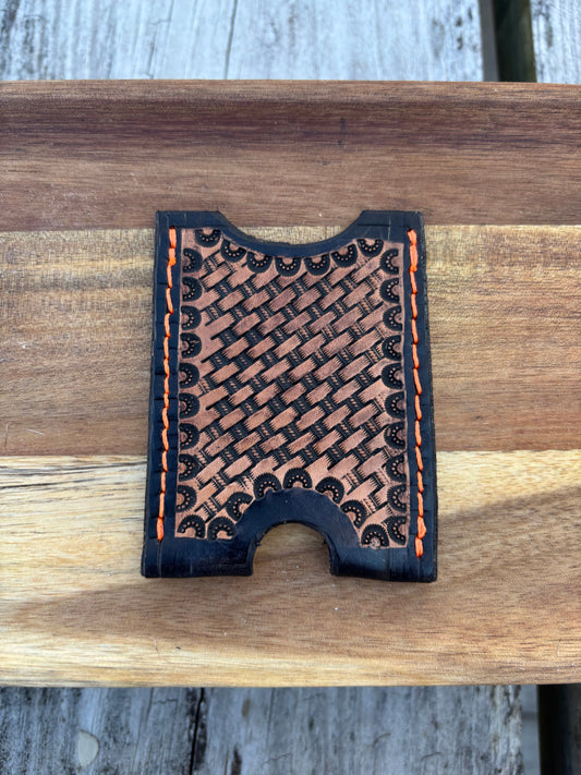 Orange Basket Weave Card Holder