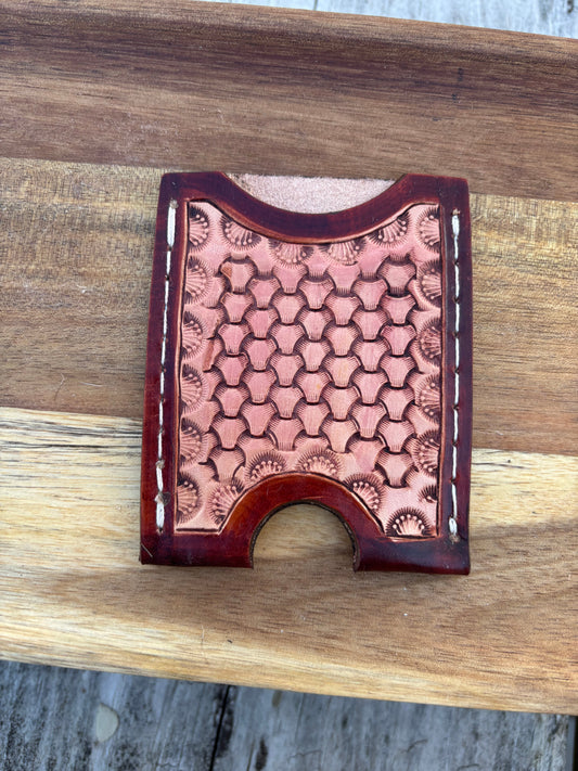 Mahogany Basket Weave Card Holder