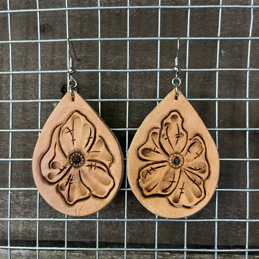 Natural Floral Tooled Earrings