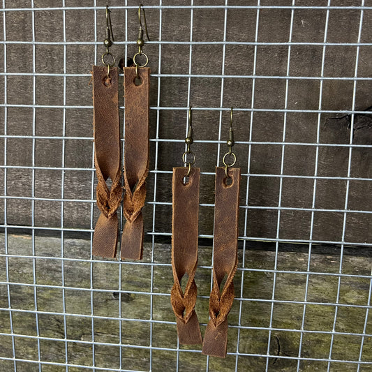 Brown Braided Earrings