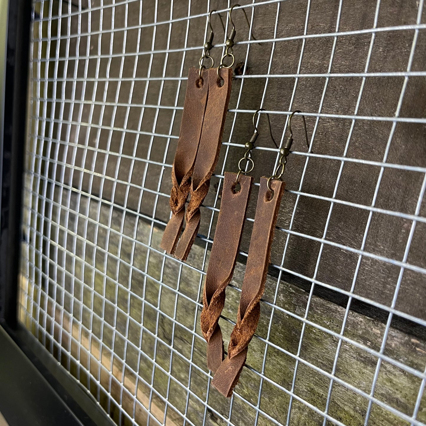 Brown Braided Earrings