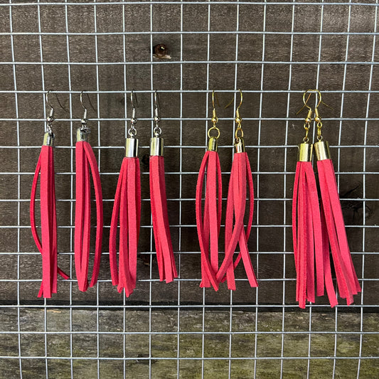 Pink fringe earrings