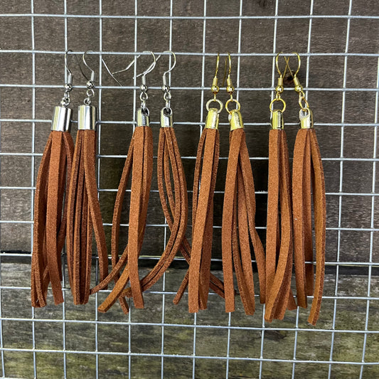 Brown fringe earrings