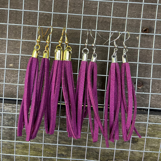 Purple fringe earrings